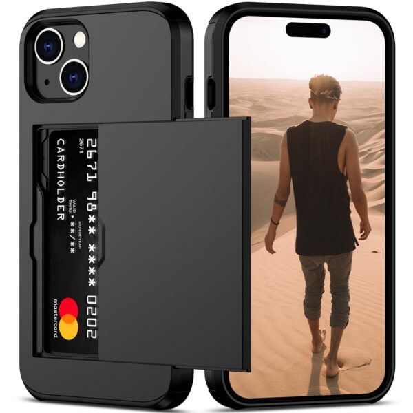 Back Wallet Card Holder Case for iPhone 15 Plus