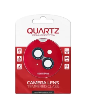QUARTZ HD Tempered Glass with Metal Ring for iPhone 15 Plus