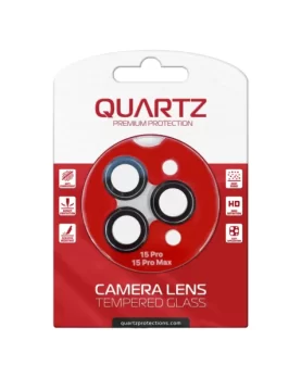 QUARTZ HD Tempered Glass with Metal Ring for iPhone 15 Pro Max