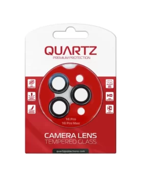 QUARTZ HD Tempered Glass with Metal Ring for iPhone 16